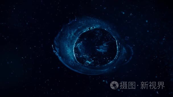 通过星级字段在深空飞行视频