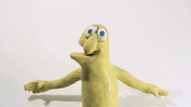 黄色粘土木偶健身运动视频