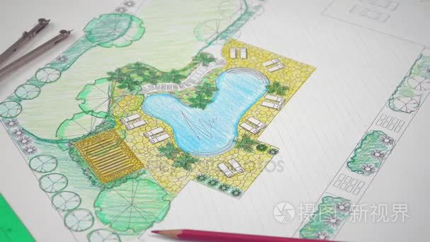 别墅景观建筑师设计后院计划视频