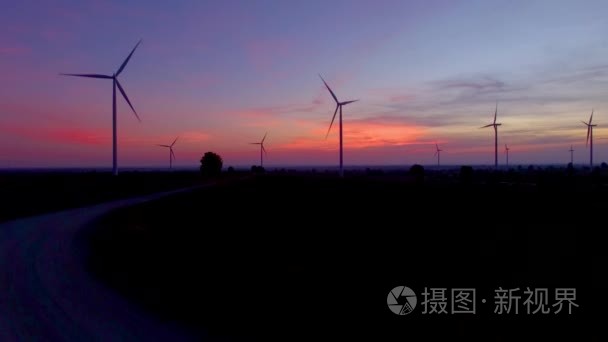 风电电力发电机的农场视频
