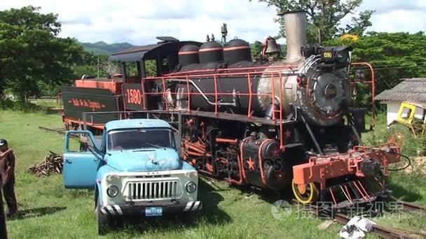 经典老蒸汽火车的视图视频