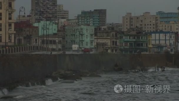 哈瓦那滨海大道大道海滨视图视频