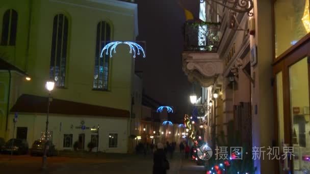 在圣诞节的装饰照明的维尔纽斯视频