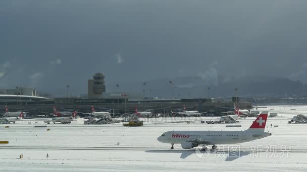 苏黎世机场在冬季视频