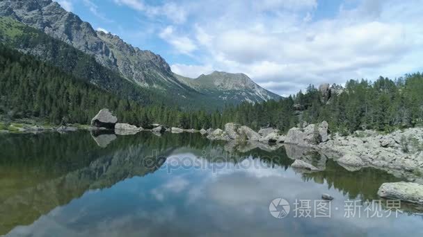 moving above clear blue lake