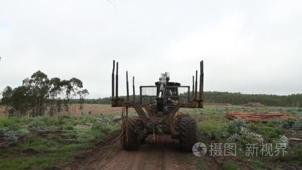 在一片森林牧草收割机视频