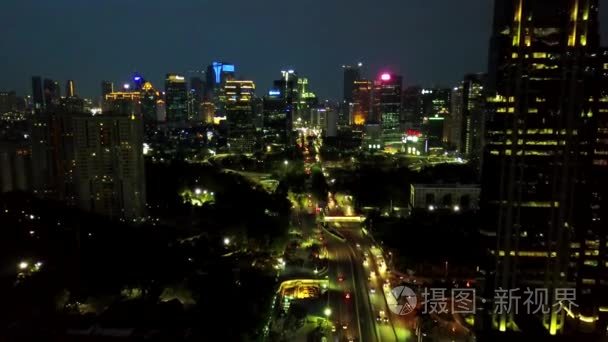 雅加达市夜间空中风景