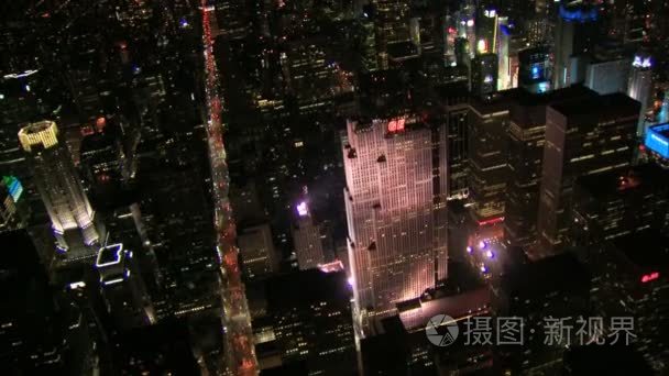 空中的纽约市接近纽约时报广场视频