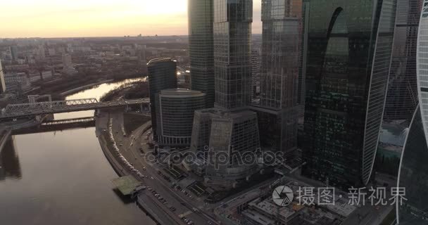 商务中心莫斯科市空中视频