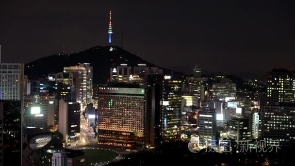 夜景观在首尔韩国视频