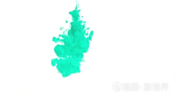 绿松石墨水在水中视频
