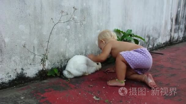 宝贝招只白色的兔子视频