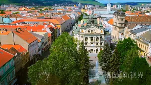 建筑与雕塑的科希策斯洛伐克镇视频