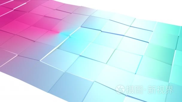 抽象、 简单、 蓝色、 粉红色、 低模 3d 表面作为装饰的环境。软几何低聚运动背景的转移纯蓝色粉红色多边形。4 k 全高清无缝
