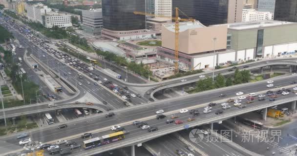 中国 Sep 09，2017:4 k，交通十分繁忙，北京中央商务区，城市建设