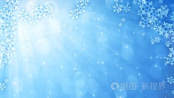 雪花蓝色闪闪发光窗帘视频