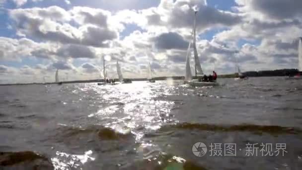 赛车小艇的帆船船帆船赛帆船视频