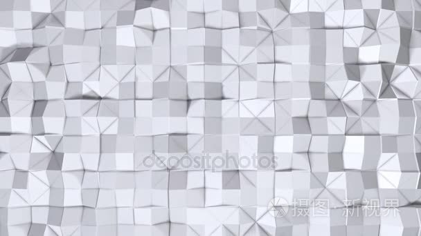 简单的低聚 3d 表面作为分形的环境。软几何低聚背景的纯白色灰色多边形。4 k 全高清无缝循环背景