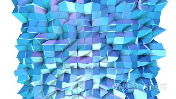 抽象、 简单、 蓝、 紫、 低模三维曲面作为时尚背景。软几何低聚运动背景的转移纯蓝色紫罗兰色多边形。4 k 全高清无缝循环背景