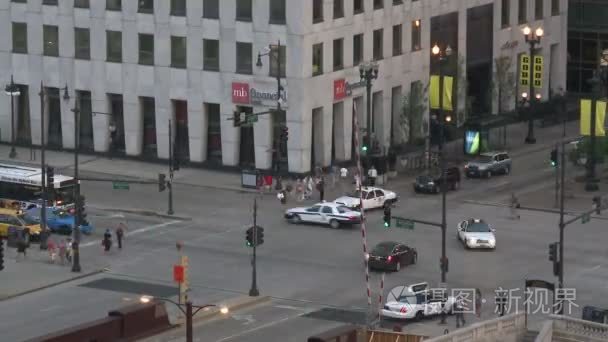 芝加哥市中心交叉口时光流逝视频