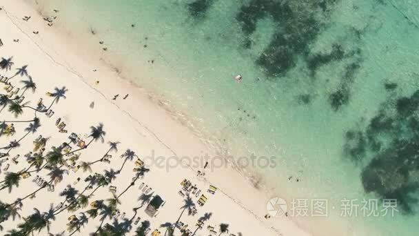 天堂的热带岛屿海滩蓬塔卡纳，多米尼加的鸟瞰图。暑假