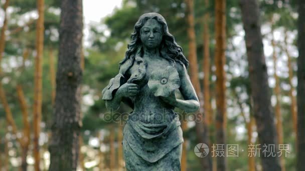 女人在森林雕塑时间流逝视频