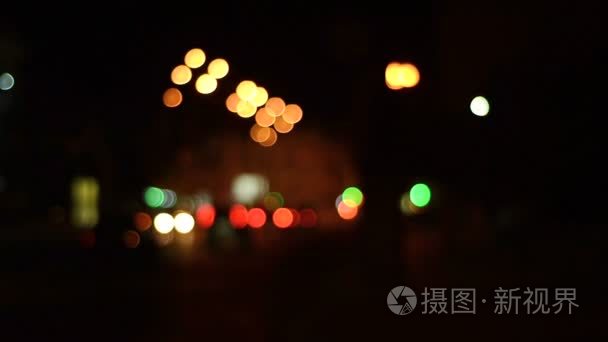 城市多彩夜景灯光模糊的背景视频