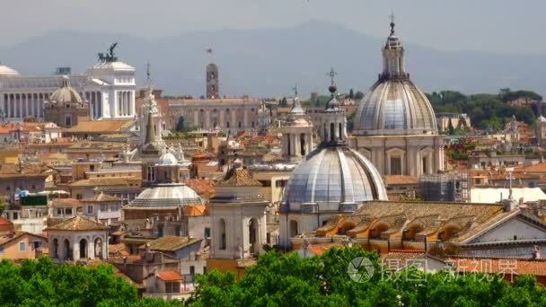 罗马在意大利古建筑屋顶视图视频