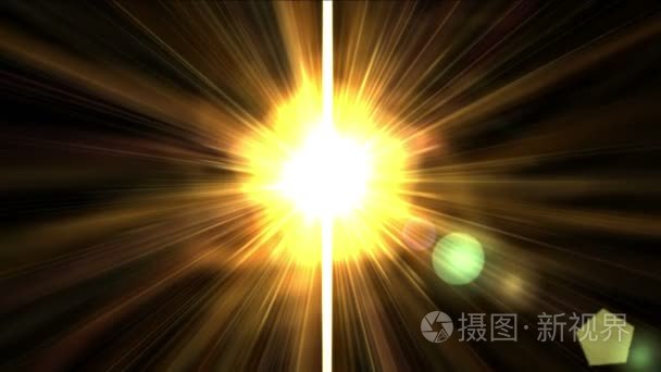 4 k 闪耀金色阳光与射线激光光纤线，科学未来灯能源