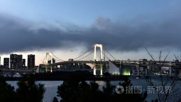 东京城市天际线景观从台场时间流逝