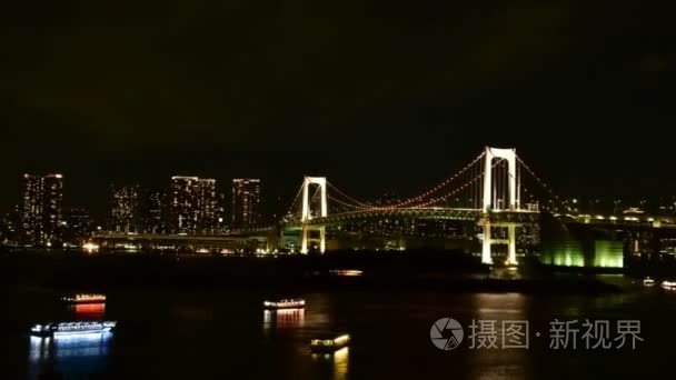 东京湾在彩虹桥夜景视频