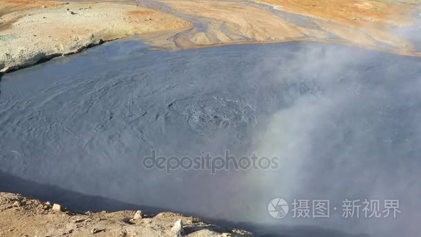 喷气火山沸腾泥浆罐冰岛视频