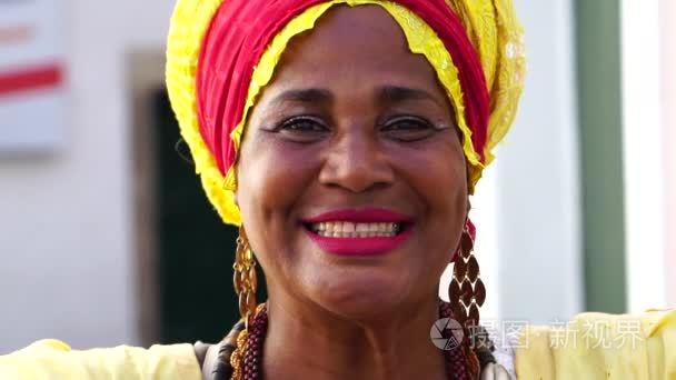 巴西的非洲人后裔Baiana 女人的画像
