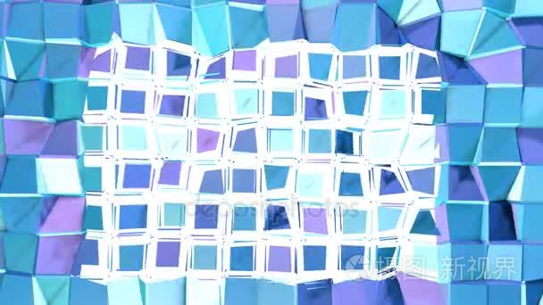 抽象、 简单、 蓝、 紫、 低模 3d 劈开的表面为技术背景。软几何低聚议案背景与纯蓝色紫罗兰色多边形。4 k 全高清无缝循环背