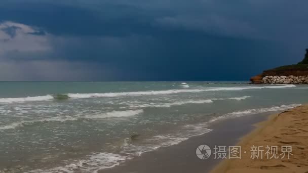 雷暴在西西里岛海岸海视频