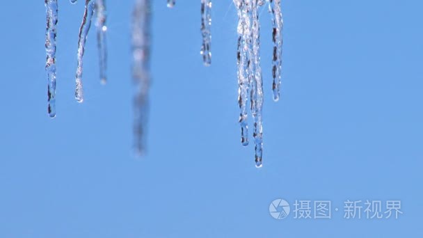 货架焦点冰柱滴水视频