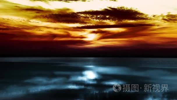 落日的天空自然和大海风景视频