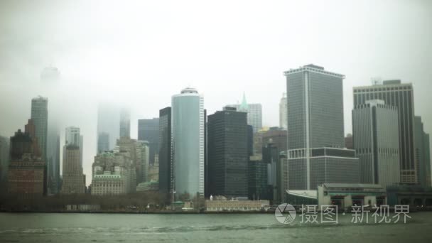 哈德逊河和曼哈顿岛的壮丽镜头视频