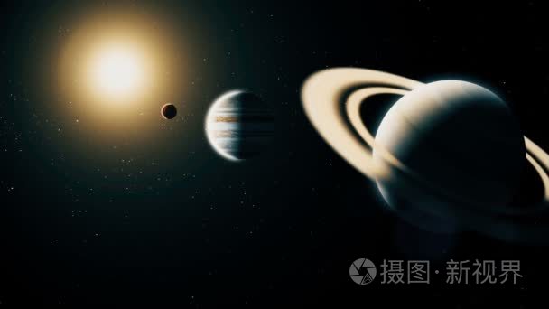 真实的行星土星来自深太空视频