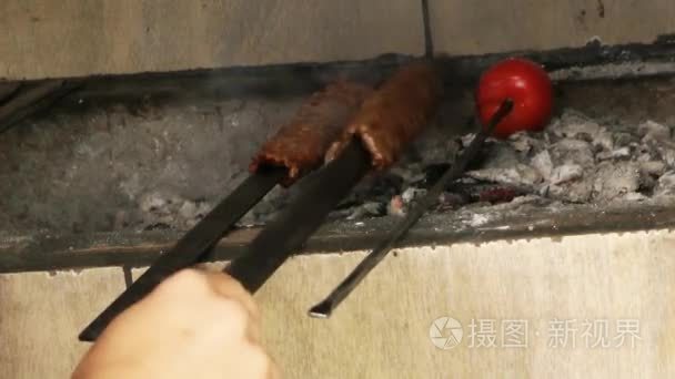 希什这些传统土耳其美食烧烤火视频