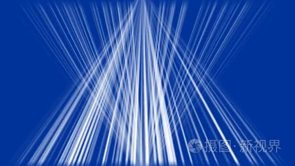 在黑暗的蓝色背景,聚焦光上方和下方的白色光线两捆短视频