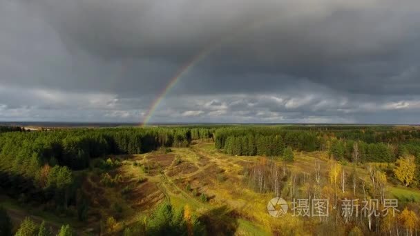 彩虹在森林和原野