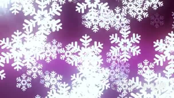 浮动大雪花动画背景新质量形状通用运动动态动画多彩欢乐假日音乐视频素材