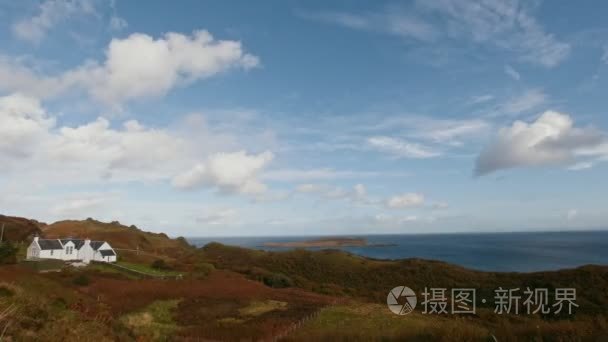 苏格兰高地-白房子近海山景观  延时