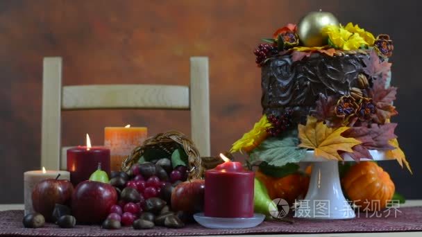 感恩节秋季主题巧克力蛋糕视频