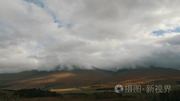 村庄在山高地-乡村苏格兰风景  延时