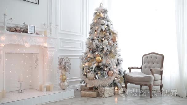白色经典圣诞和新年内饰视频