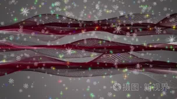 精彩的圣诞动画与移动波和雪花加星  4096x2304 环路4k