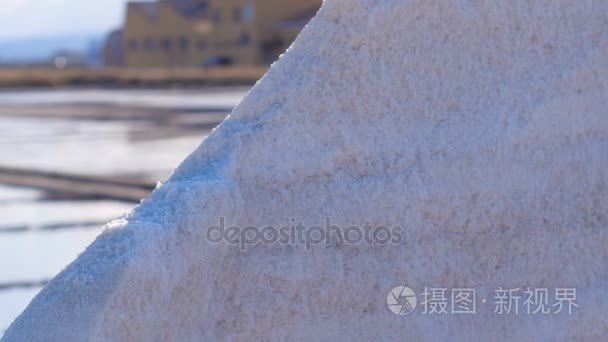 海水池塘背景蒸发的盐有视频