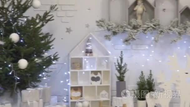 白色经典圣诞及新年室内房视频